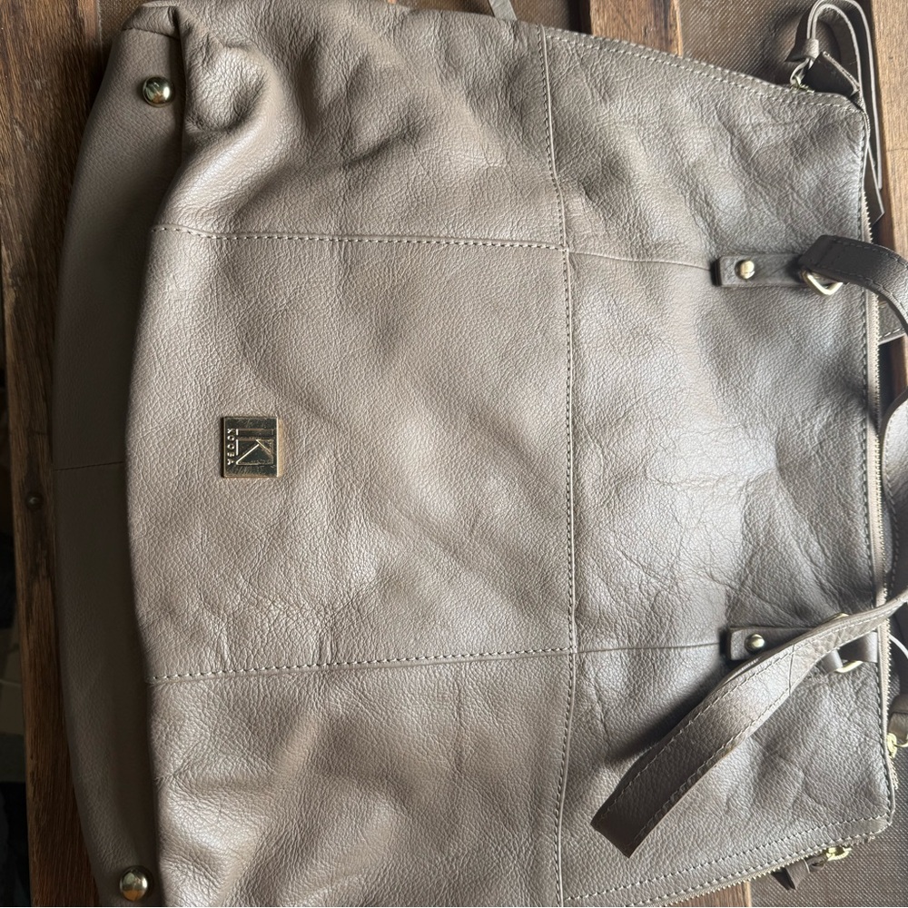 Kooba Taupe Leather Tote Bag - Picture 2 of 8